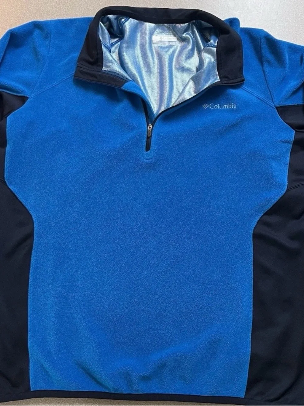 Columbia Men's Blue and Black Quarter-Zip Fleece Pullover